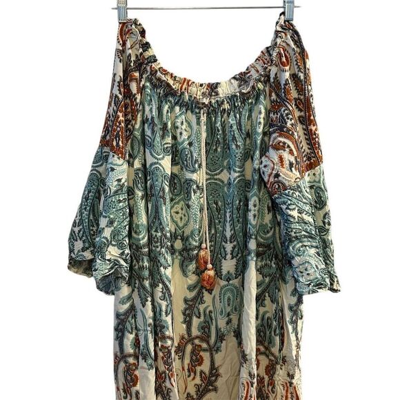 EST. 1946 Plus Size 22 Boho Chic Paisley Off-Shoulder Dress Multicolor - Picture 3 of 16